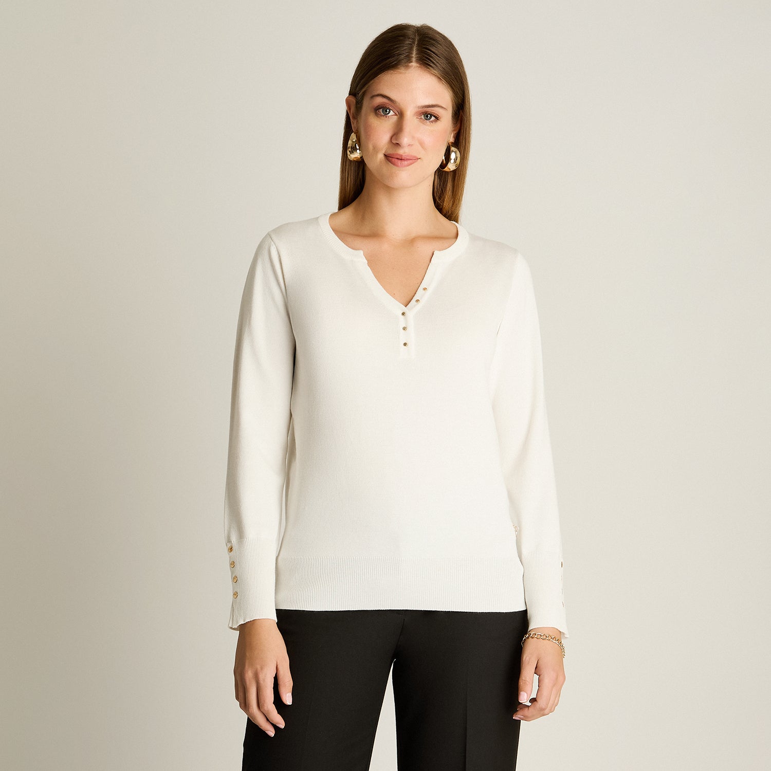 Sweater Crudo Manga Larga Elasticidad Media Sin Forro Calce Normal Tela Tejido